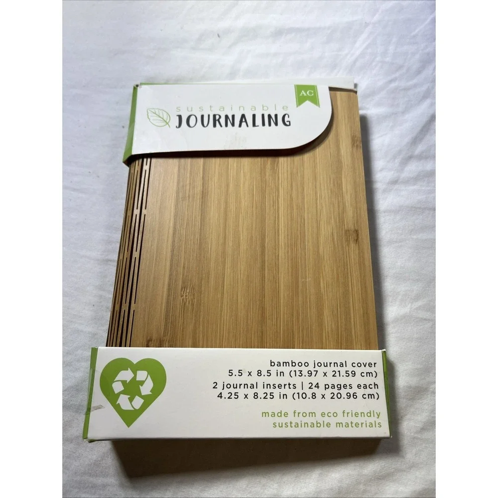 New ~ Sustainable Journaling BAMBOO JOURNAL COVER - 2 Journal Inserts